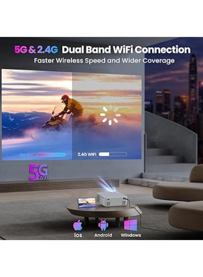 1080P HD WiFi Bluetooth Projector, 5500 Lumens, Portable Movie Projector, Compatible with TV Stick, HDMI, VGA, USB, Laptop, iPhone, Android - Image 3